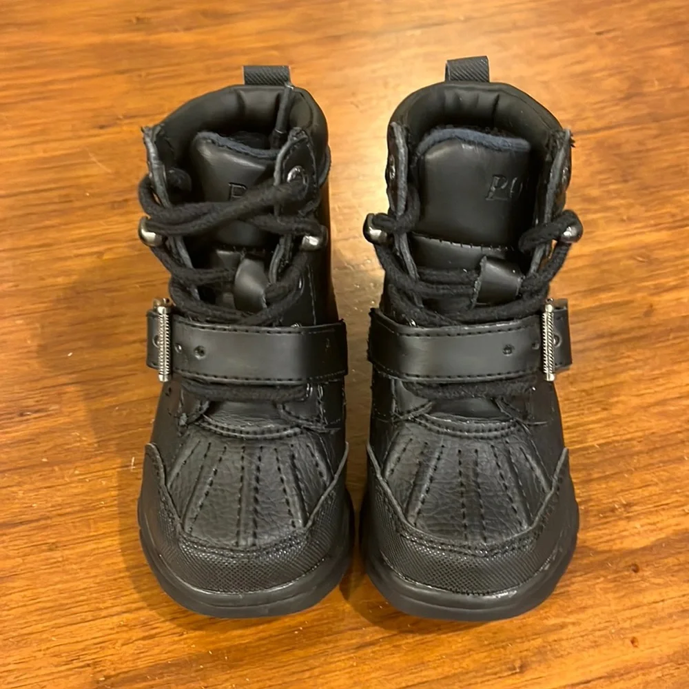 Polo Ralph Lauren Colbey Boots Black new Preschool Toddlers Boys Girls Size 4